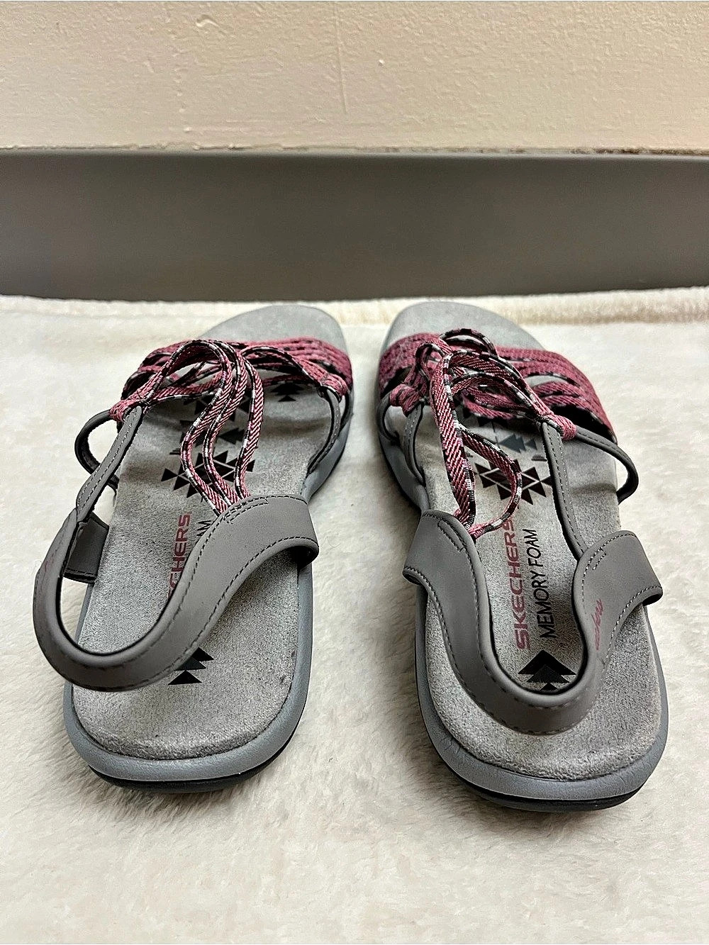 Skechers Reggae Strappy Sandals Gray & Pink Size 7 - Picture 4 of 12
